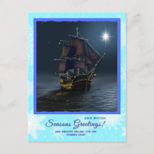 Postal Cartão Náutico de Natal para navio à vela pirata