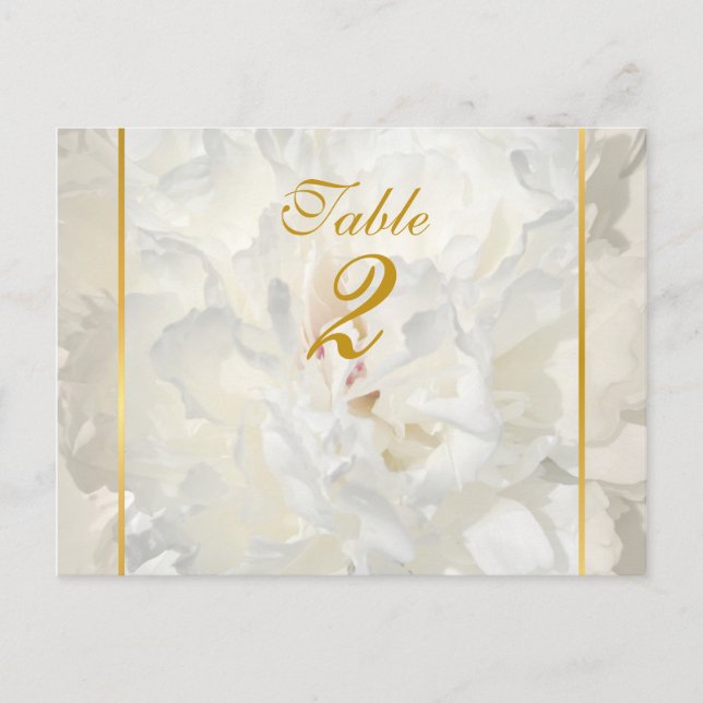 Postal Cartão numérico da mesa de casamento do Ouro de pe (Frente)
