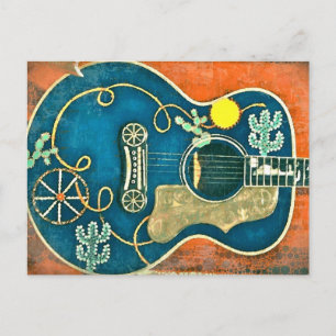 Postal Cartão ocidental velho da guitarra
