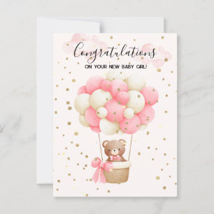 Postal Cartão para parabéns de Bear Bear Baby Girl