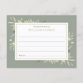 Postal Cartão Personalizado de Verde Funeral Compartilhe 