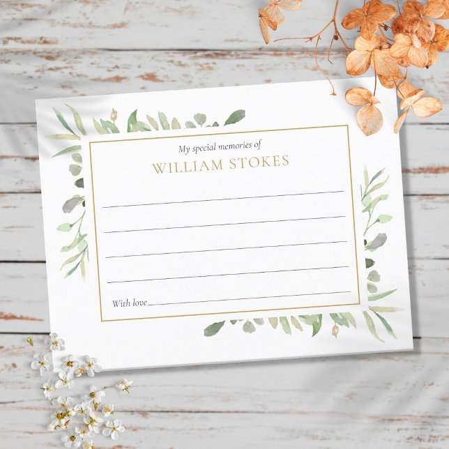 Postal Cartão Personalizado de Verde Funeral Compartilhe  (Criador carregado)