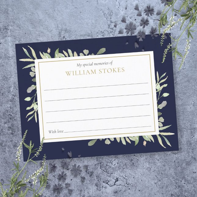 Postal Cartão Personalizado de Verde Funeral Compartilhe  (Personalized Greenery Funeral Share A Memory Card)