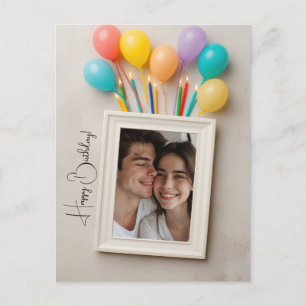 Postal Cartão Polaroid Personalizado de Aniversário Bege