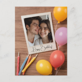 Postal Cartão Polaroid Personalizado de Aniversário Marro