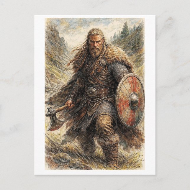Postal Cartão postal. Guerreiro viking (Frente)