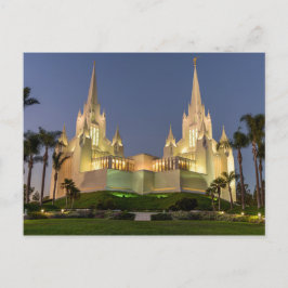 Postal Cartão Postal: Imagem da Noite do Templo LDS de Sa