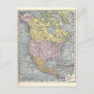 Postal Cartão Postal:  Mapa da América do Norte, 1921