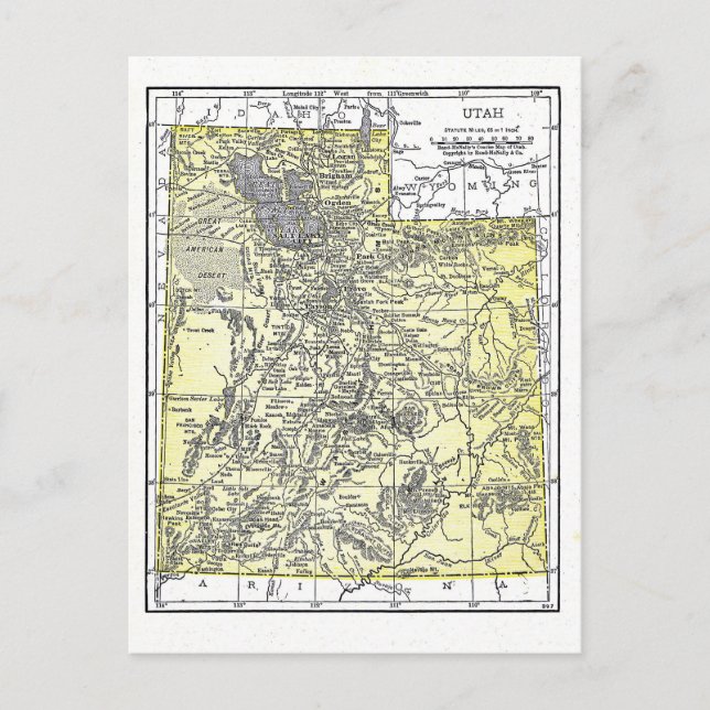 Postal Cartão postal: Mapa de Utah, 1921 (Frente)