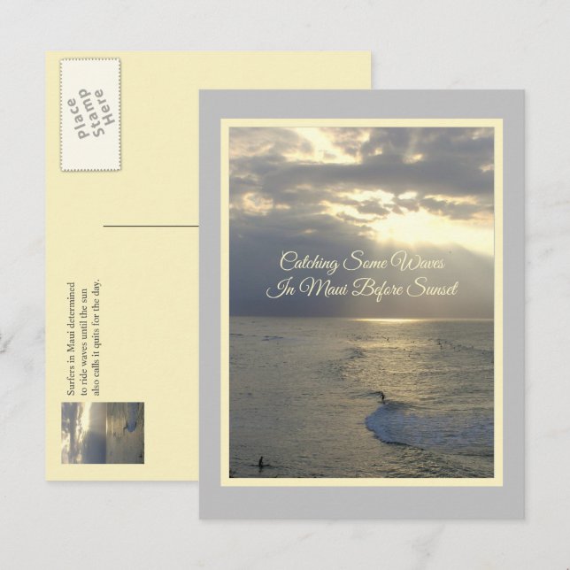 POSTAL CARTÃO POSTAL, MAUI SURFERE PEGANDO AS ÚLTIMAS OND (Frente/Verso)
