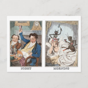 Postal Cartão postal: Noite - Manhã - Caricatura Antica