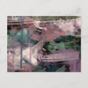 Postal Cartão postal, Pintura Abstrata, Rosa Verde Azul M