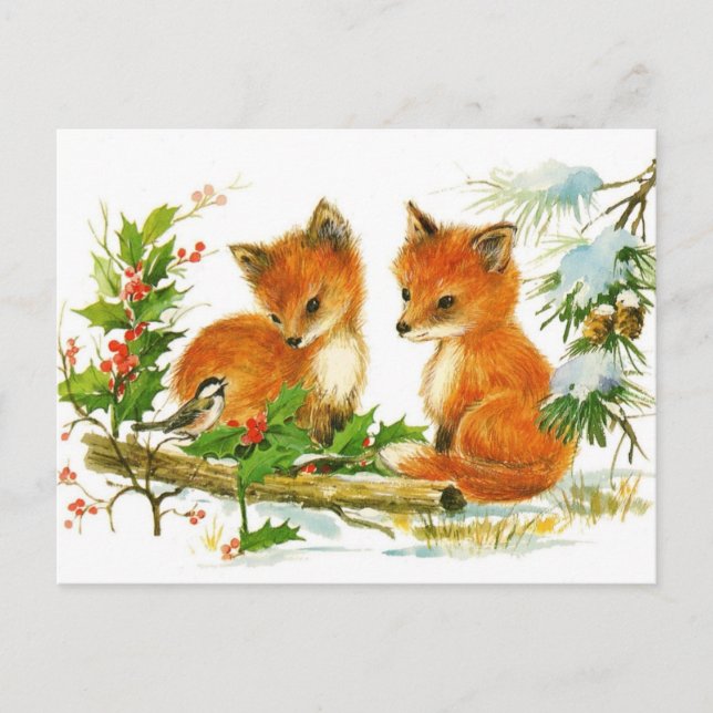 Postal Cartão postal: Raposas de Inverno (Frente)