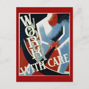 Postal Cartão postal-WPA-Trabalhe com cuidado