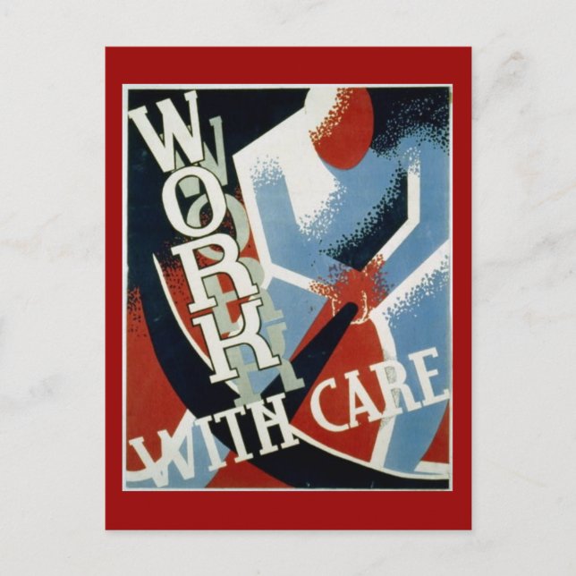 Postal Cartão postal-WPA-Trabalhe com cuidado (Frente)