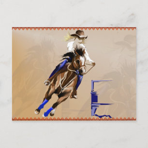 Postal Cartão Poste de Cavalo de Barrel
