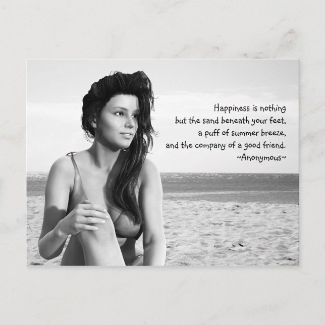 Postal Cartão Poste preto e branco para felicidade (Frente)