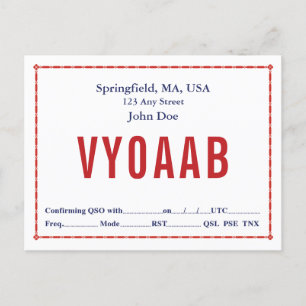 Postal Cartão QSL Retro Borda Corrente Vermelha