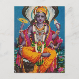 Postal Cartão que representa Vishnu, deus da paz e da har