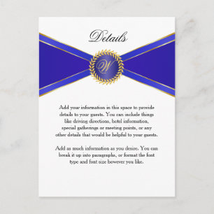 Postal Cartão Real Azul Elegância com Monograma