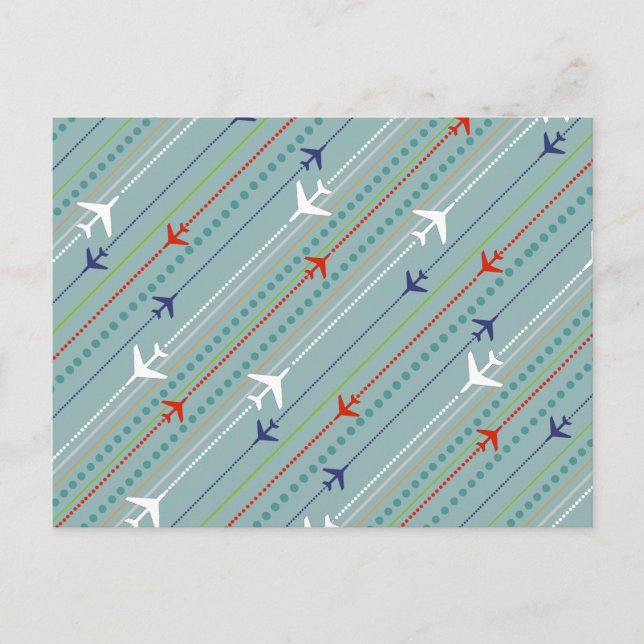 Postal Cartão retro do teste padrão do avião (Frente)