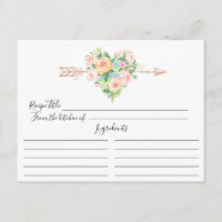 Cartão Romântico de Receita Cardíaca Floral