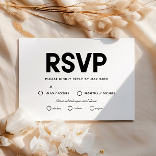 Postal Cartão RSVP minimalista com opção de refeição
