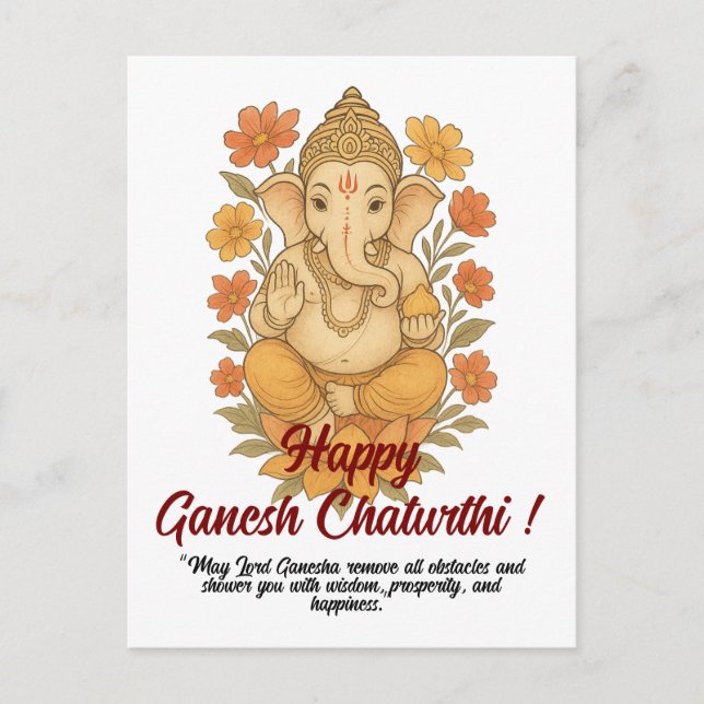 Postal Cartão Saudável Ganesh Chaturthi (Frente)