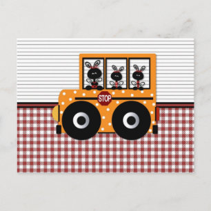 Postal Cartão Schoolbus Ladybug