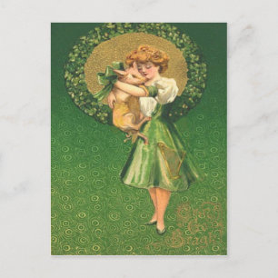 Postal Cartão Vintage do Dia de São Patrício com Porca e