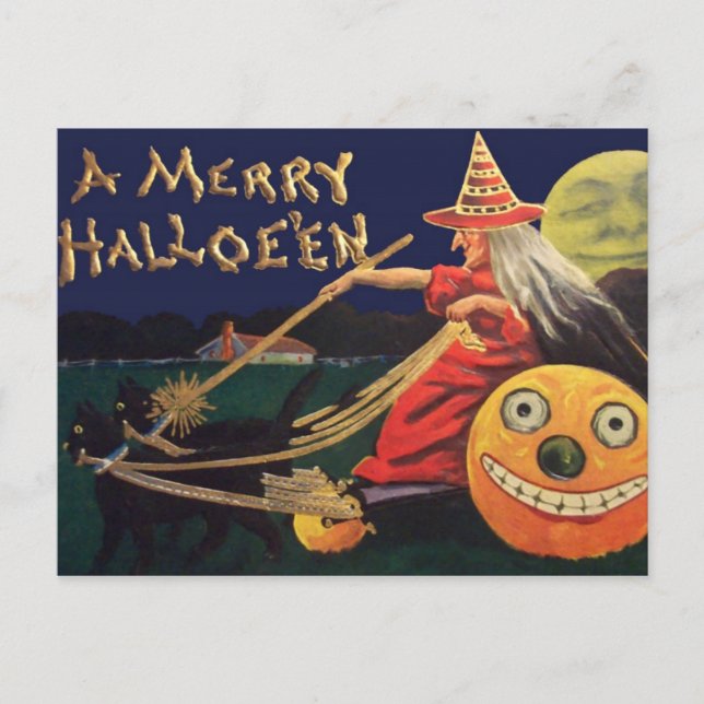 Postal Cartão Vintage Halloween (Frente)