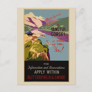 Postal Cartaz de Viagem Antigo Yangtsze China Cartão Post