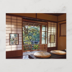 Postal Casa de chá no cartão do primavera