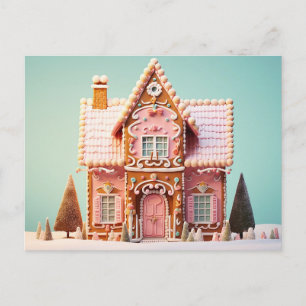 Postal Casa de Pão de Mel Bonito Cartão de Boas Festas de