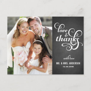 Postal Casamento de Script Chic do País Obrigado Cartão