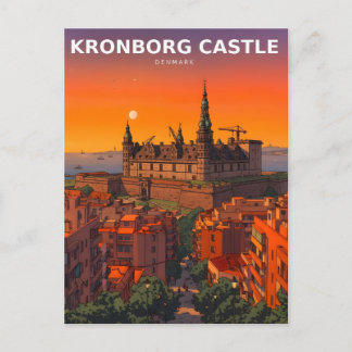 Postal Castelo Kronborg Dinamarca Fortaleza Hamlet Cartão