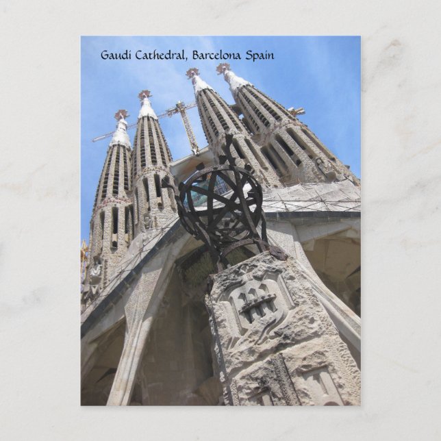 Postal Catedral de Gaudi, cartão da espanha de Barcelona (Frente)
