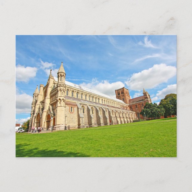Postal Catedral dos Albanos da rua, Inglaterra, cartão po (Frente)