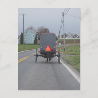 Postal Cavalo de Amish & cartão do carrinho
