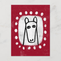 Cavalo Engraçado em Cartão Vermelho