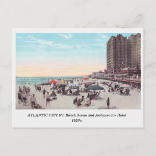 Postal Cena de Atlantic City NJ anos 1920 na praia cartão