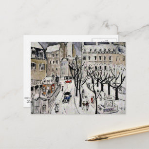 Postal Cena de neve em Paris, pintura de arte fina Cartão