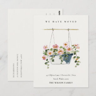 Postal Cesta Floral Suspensa Cottage - Cartão de Mudança