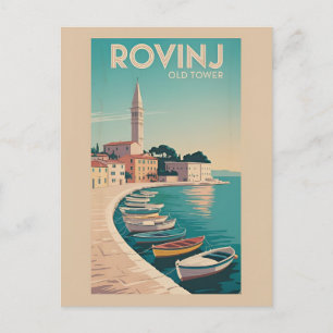 Postal Charme Vintage: Antiga Torre de Rovinj Cartão Post