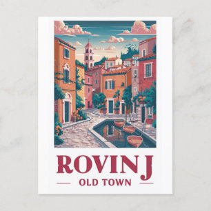 Postal Charme Vintage: Antiga Torre de Rovinj Cartão Post