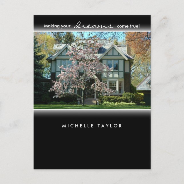 Postal Cherry Blossom Tree Real Estate House Cartão Posta (Frente)