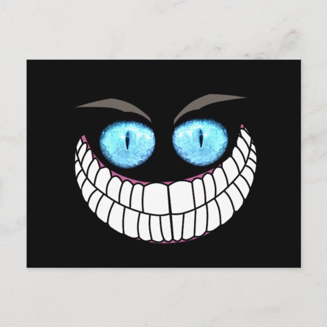 Postal Cheshire Cat - Cartão de Posto de Olhos Azuis (Frente)