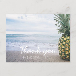 Postal Chic Hand Lettered Pineapple Obrigado Cartão Posta