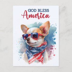 Postal Chihuahua Patriota, Deus Abençoe a América Cartão