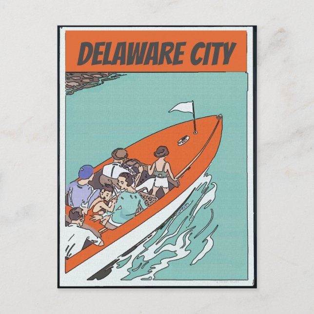 Postal Cidade de Delaware, Passeio de Barco, Cartão Posta (Frente)